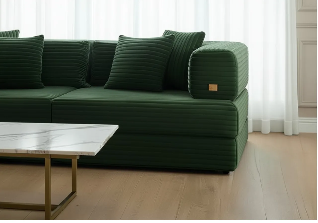 Nest sofa with a deep, enveloping seat and soft rounded arms